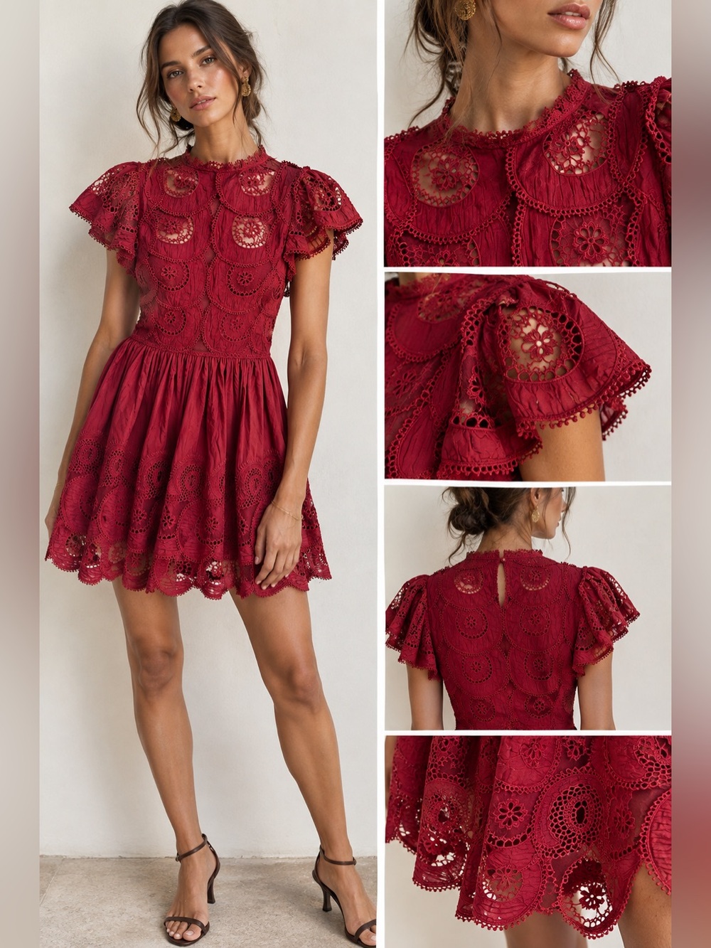 Sea New York 'Drea' Scalloped Broderie Anglaise Mini Dress. Size XS.